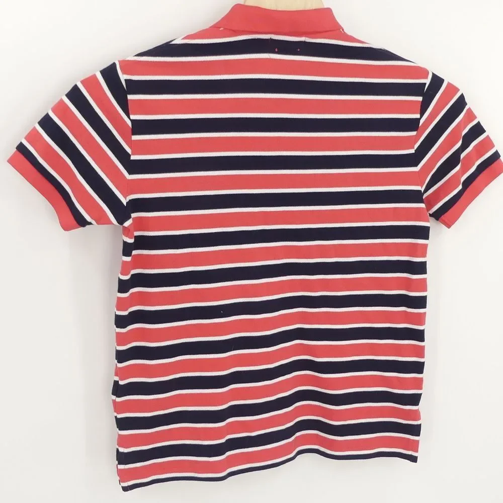 Polo Ralph Lauren Polo Shirt Custom Slim Fit Rugby Pink‎ Stripe Big Pony Men's M